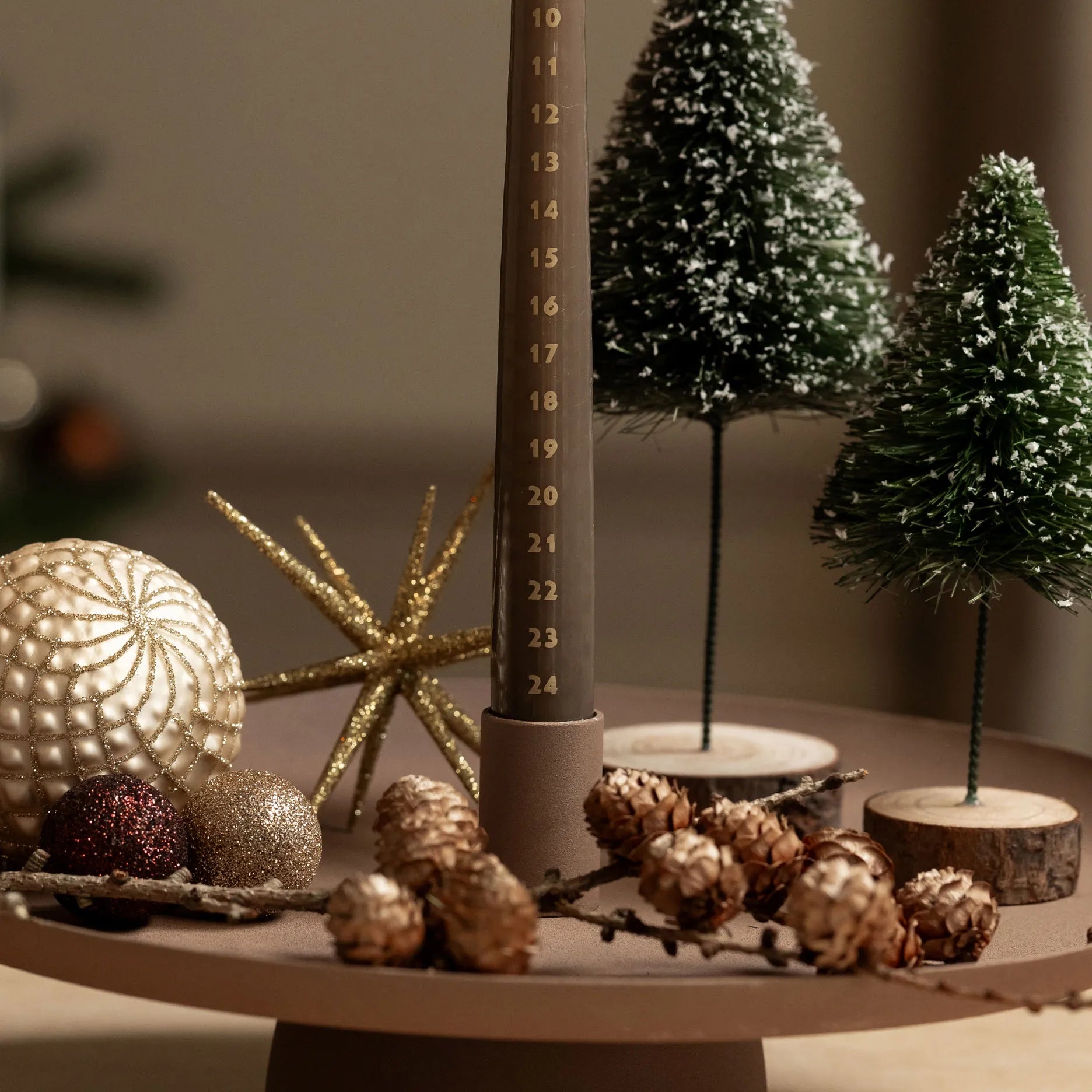 Kalenderlys m. lak og guld print